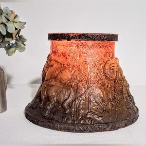 Vintage Hand Carved Wax Sculpture - Green Wax w/ Brown - Elephant Carvings